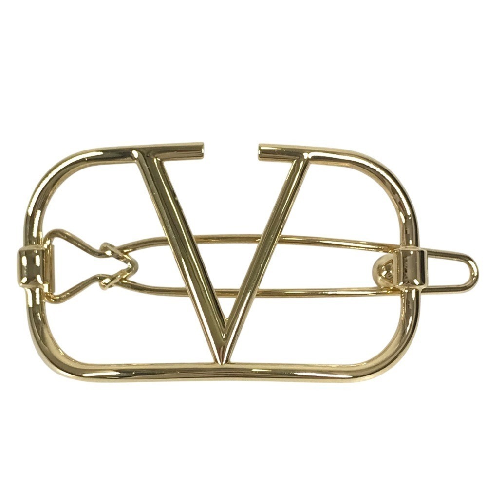 VALENTINO 4W2J0H38MET Hair Accessory V Logo Clip Hairpin Barrette Metal Women...